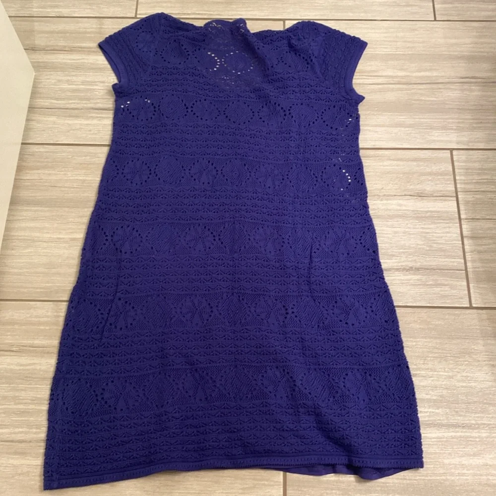 Lilly Pulitzer Paulette Crochet Sweater Shift Dress Spectrum Blue Large - Picture 6 of 7